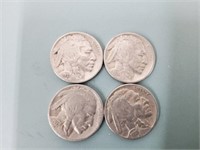 4 Buffalo Nickels 1935,1936,1937,&1937D