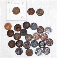 22 Indian Head Pennies - 2 1909 VDB - 1923-S