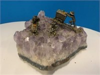Raw Amethyst Geode w/Pewter Miners