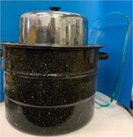 Large Enamel Canning Pot w/Lid