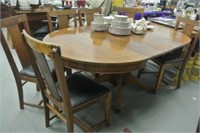 Single Solid Pedestal Dining Table & Chairs
