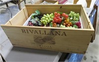wooden wine box & artificial grapes
