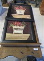 2 prints/frames, wooden calendar frame