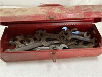 Metal Toolbox with Assorted Wrenches
