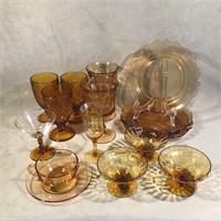 Amber Depression & Mid Century Glass- 15pcs