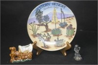 Western Desert Décor Plate & Ceramic Wagon