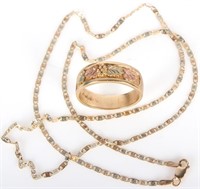 10K YELLOW GOLD MATCHING LADIES NECKLACE & RING