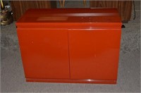 2 Door Mid-Century Red Lacquer Cabinet
