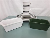 8pc Mainstay Dish Set & 2 Sm Oven Proof Bread Pans