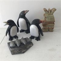 Mixed Lot of Carved Stone Décor (Penguin) 5pcs