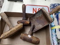 Vintage feed scoop and other wood items.