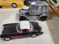 Die cast 1926 Ford bank and 1957 Corvette car.