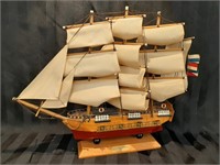 1797 U.S.S. Constitution Wood Model Ship on base