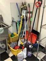Lot of cleaning supplies slop sink not included