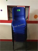 10 blue plastic adult chairs