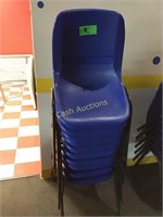 10 blue adult plastic chairs