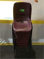 10  dark red plastic chairs