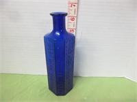 SCARCE LARGE BLUE COFFIN STYLE POISON BOTTLE