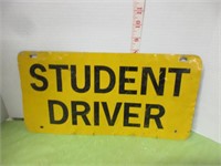OLD METAL MILITARY STUDENT DRIVER SIGN