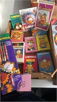 Garfield necklace, yo-yo, pencils, crayons, &more