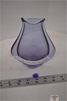 Etched Glass Vase with Cranes