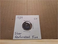 1929 Silver New Foundland 5 cent