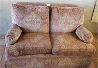 Red Patterned Love Seat - Damaged
