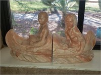 2 Pc Native American Style Man / Woman Book Ends