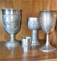 4 Pc - Pewter Cup, Shot Glass