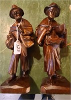 Pair of Carved Wooden Figures