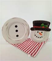 3 Piece Snowman Plate setting - New in Box