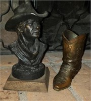 Metal Cowboy Bust, Cowboy Boot