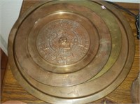 3 Pc Copper Colored Plates - One Decorative