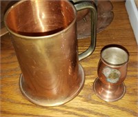 2 Pc Copper Colored Mug, Shot Glass