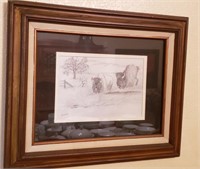Pat Coker Framed & Signed Sketch Art- Buffalo