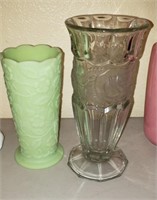 2 Pc Vase - Green, Clear