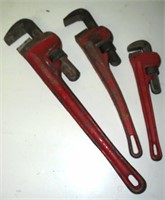 Lot Of 3 Pipe Wrenches Largest 18"