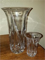 2 Pc Clear Glass Vases - Larger Chipped