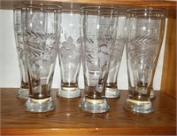 Flower Pattern Beer Glasses
