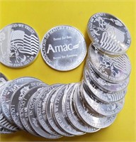 Lot of 20 Anacs 1oz. Silver Rounds