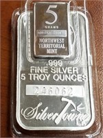 5oz Silvertowne Bar & 5g Northwest Silver Bar