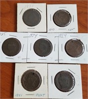 Collection of 7 Large Cents (see photos)