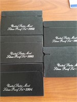 1992, 1993, 1994, 1996 & 1997 SILVER Proof sets