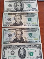 (4)  $20.00 *Star Note Federal Reserve Notes