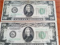 1934A & 1934B $20.00 Federal Reserve Notes