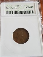 1914D VG10 Anacs Lincoln Cent