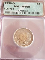 1938-D MS66 ICG Buffalo Nickel