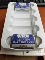 2001 P & D JFK Half Dollar Rolls
