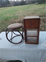 Small table with shelf and door & Stool