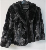 Vintage Black Faux Fur Womans Shawl